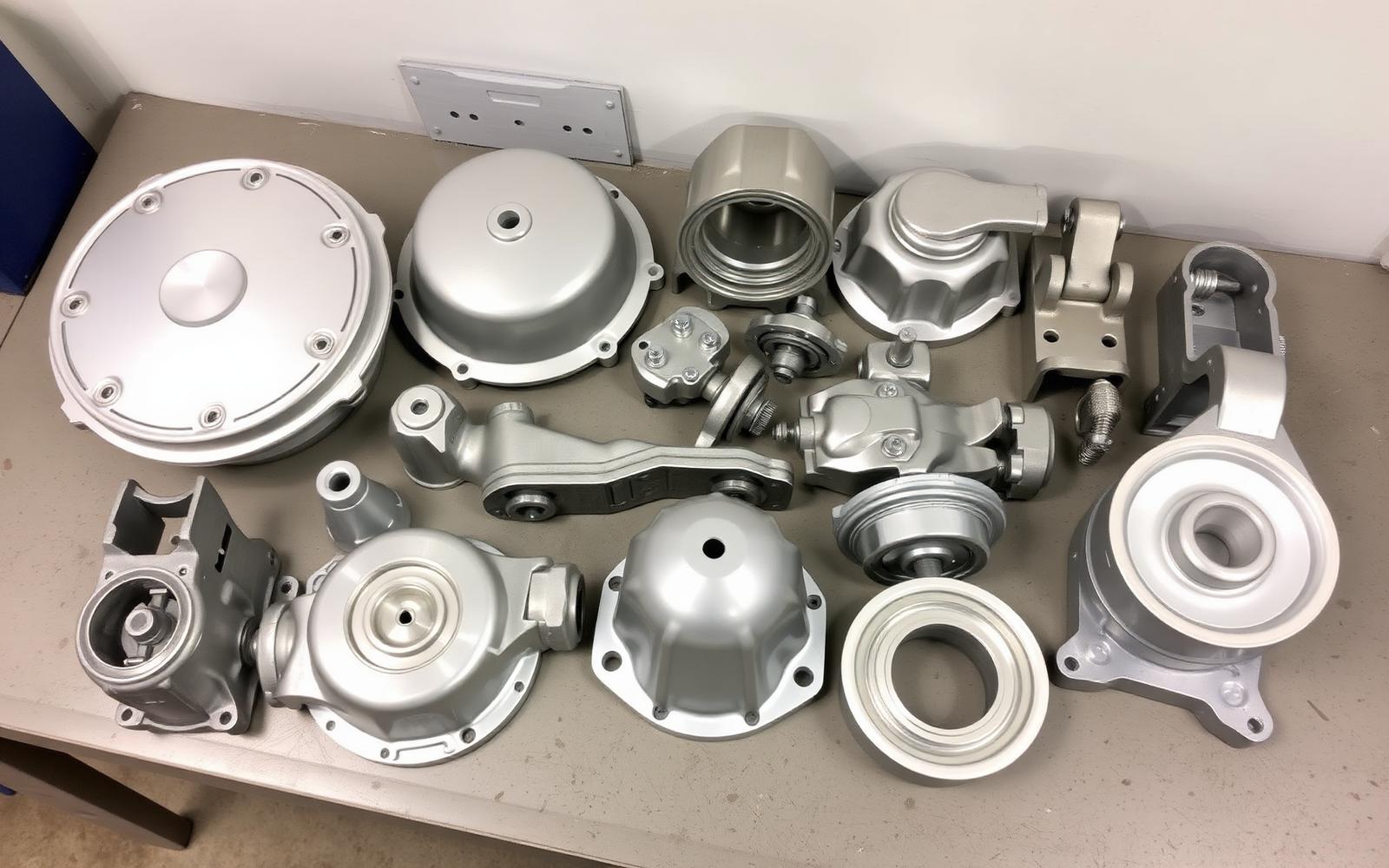 Selection of cast aluminium and zinc parts produced at PRODAL P2003